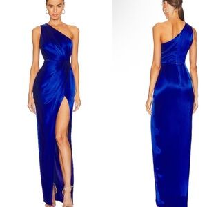 Chic Royal Blue One-Shoulder Gown